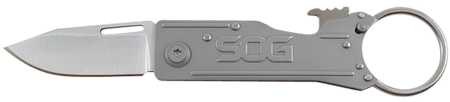 S.O.G SOGKT1001CP KeyTron 1.80" Folding Plain Clip Point Grey 5Cr13MoV SS Blade/ Grey Stainless Steel Handle