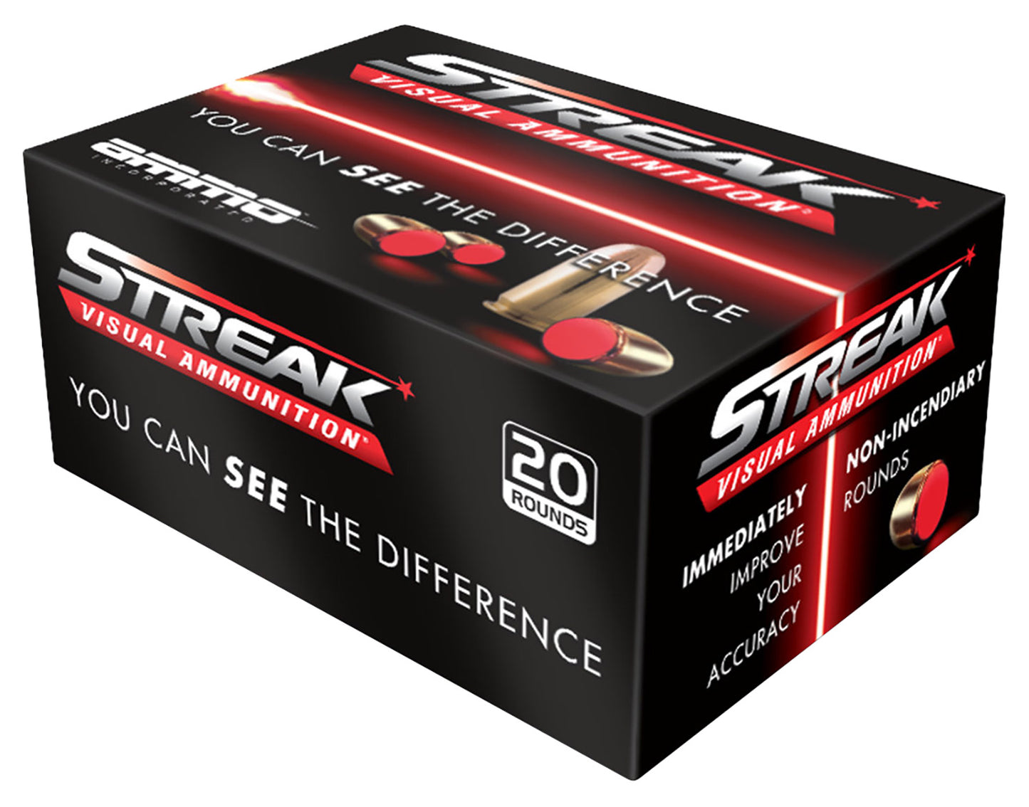 Ammo Inc 38125TMCSTRKRED Streak Visual (RED) 38Special 125gr Total Metal Case 20 Per Box/10 Case