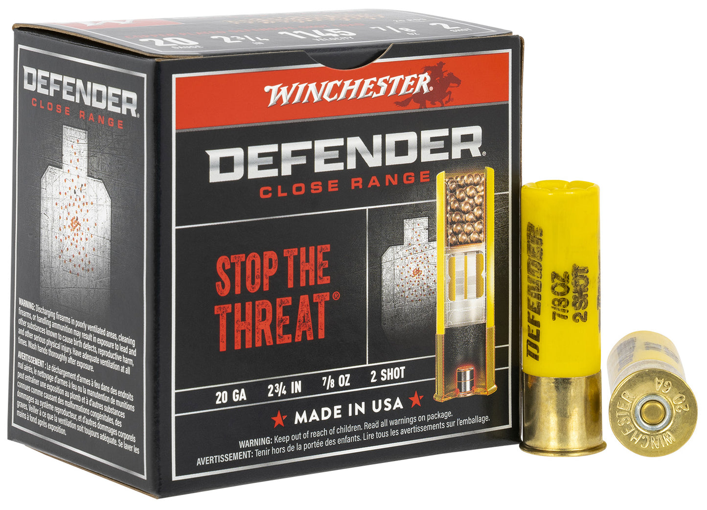 Winchester Ammo S202PD25 Defender 20Gauge 2.75" 7/8oz 2Shot 25 Per Box/10 Case