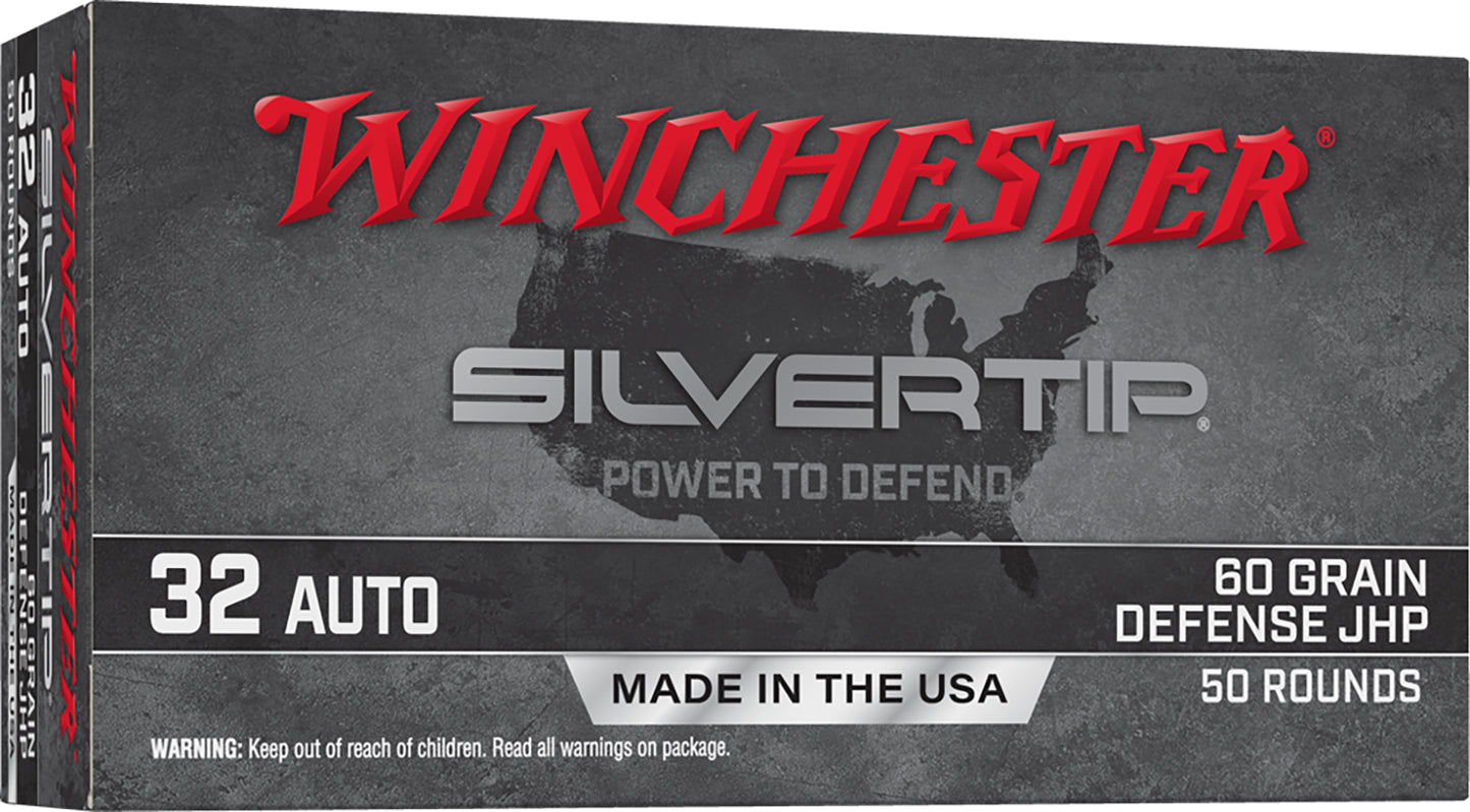 Winchester Ammo W32AST Silvertip 32ACP 60gr Jacketed Hollow Point 50 Per Box/10 Case