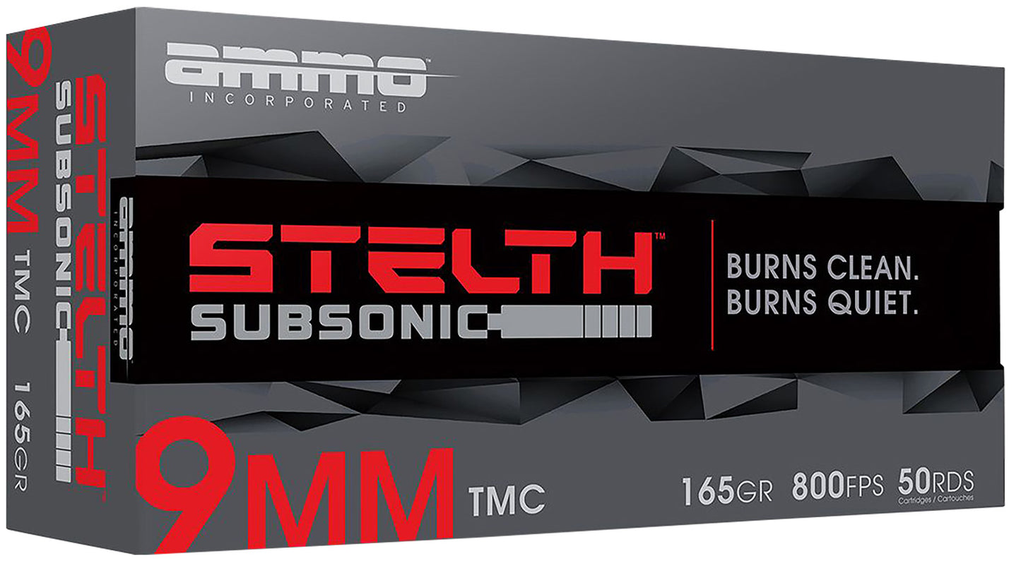 Ammo Inc 9165TMCSTL stelTH 9mm Luger 165gr Total Metal Case 50 Per Box/20 Case