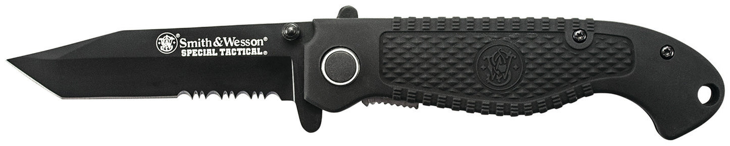 Smith & Wesson Knives CKTACBSCP Special Tactical 3.50" Folding Part Serrated Stainless Steel Blade 4.60" Black