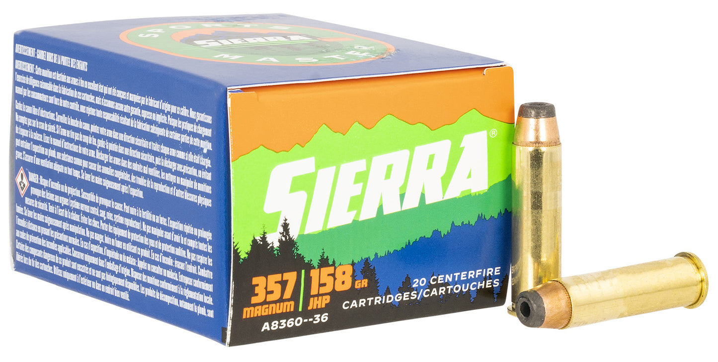 Sierra A836036 Outdoor Master 357Mag 158gr Jacketed Hollow Point Sport Master 20/Box
