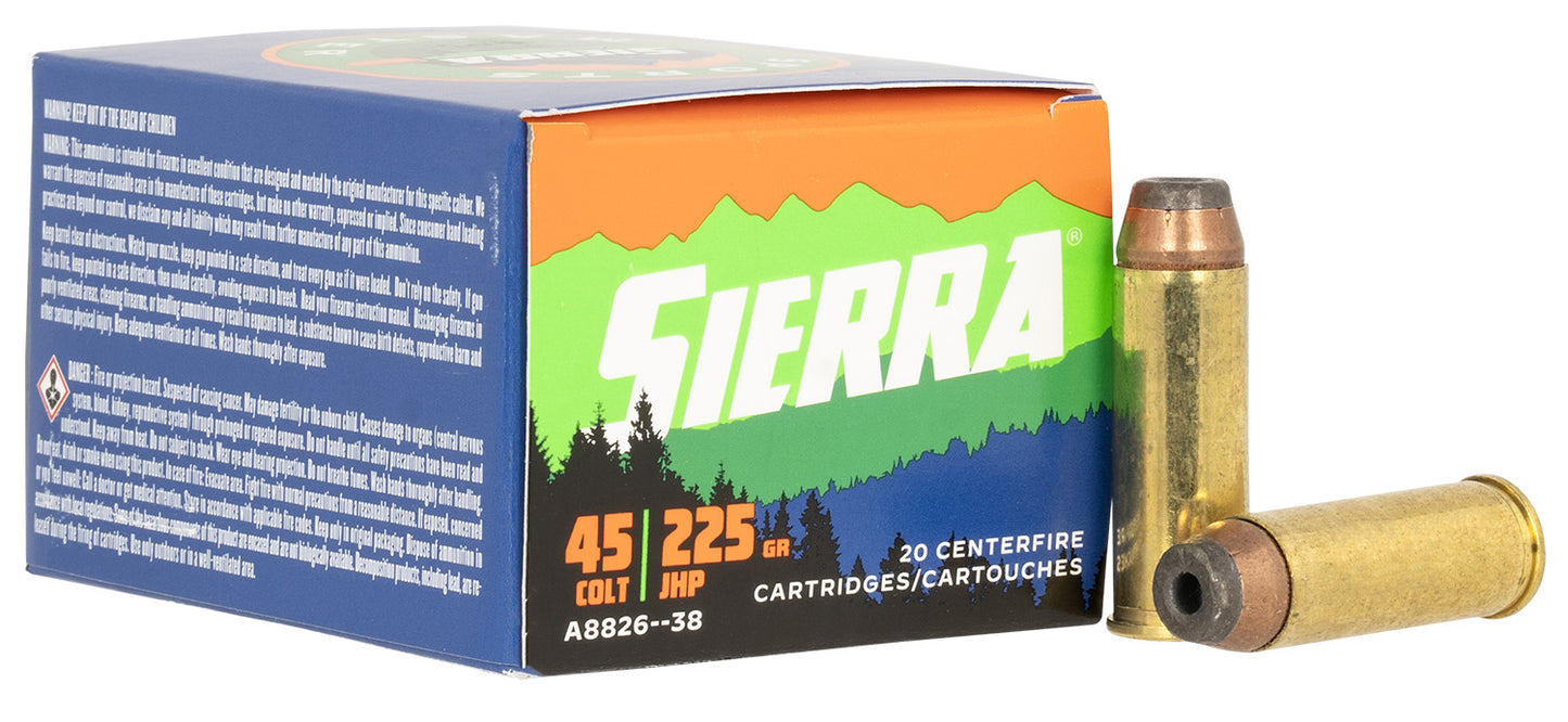 Sierra A882638 Outdoor Master 45Colt 225gr Jacketed Hollow Point Sport Master 20/Box