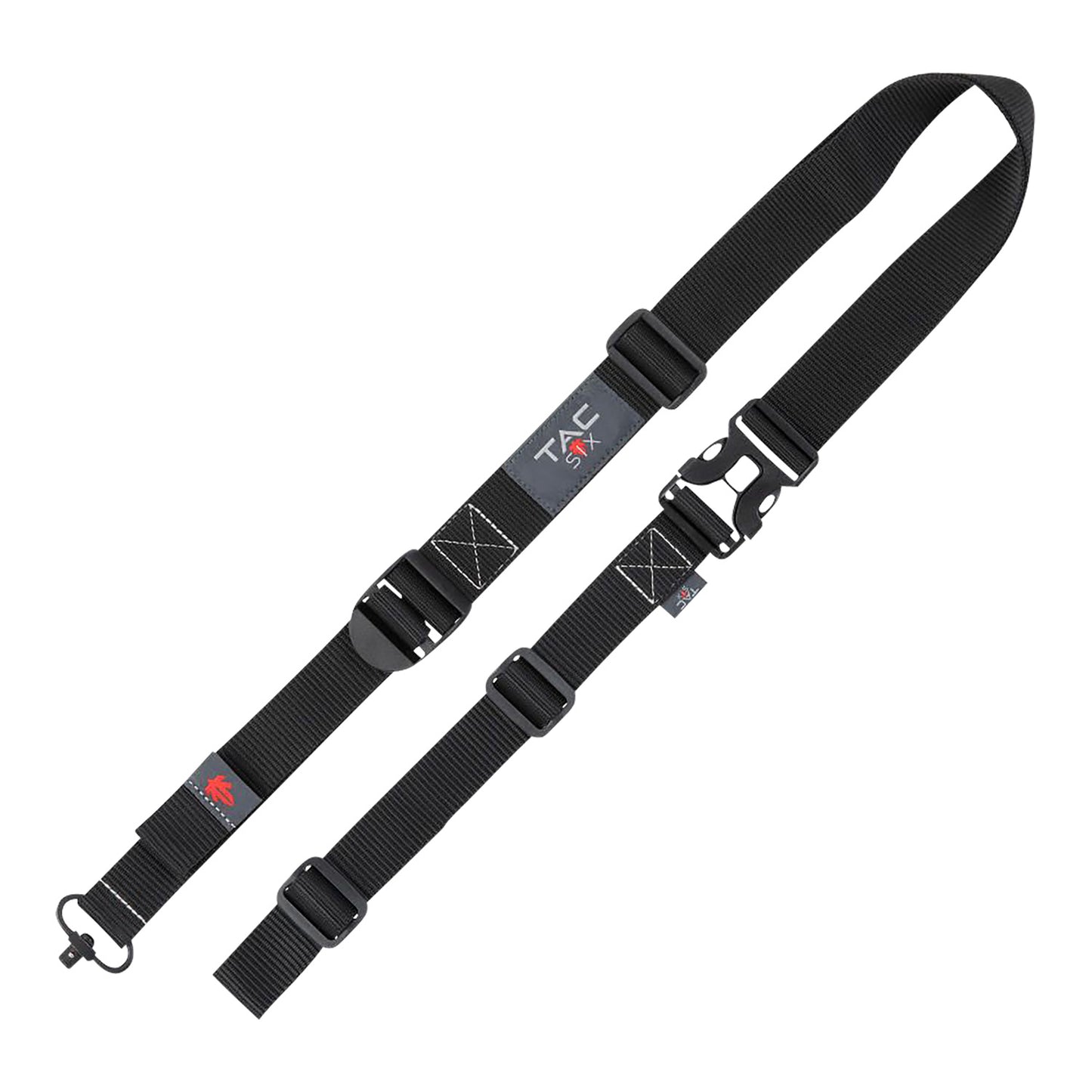 Tac Six 8493 Citadel Double Point Rifle Sling, Quick Detach Swivels, Tri-Sectional Custom Fitting Black Heavy-Duty Webbing