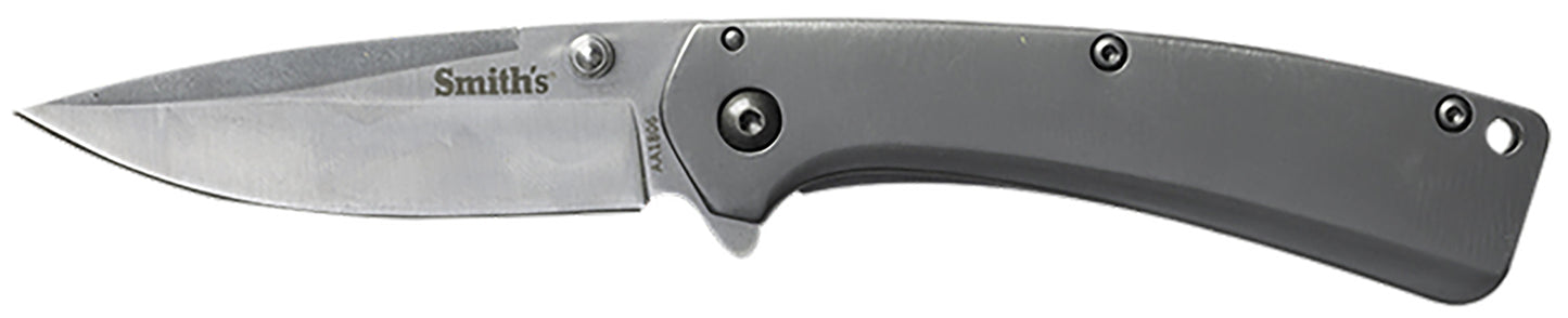 Smiths Products 51008 Furrow 2.90" Folding Drop Point Plain Satin Titanium Coated Stainless Steel Blade/Stainless Steel Handle Includes Pocket Clip
