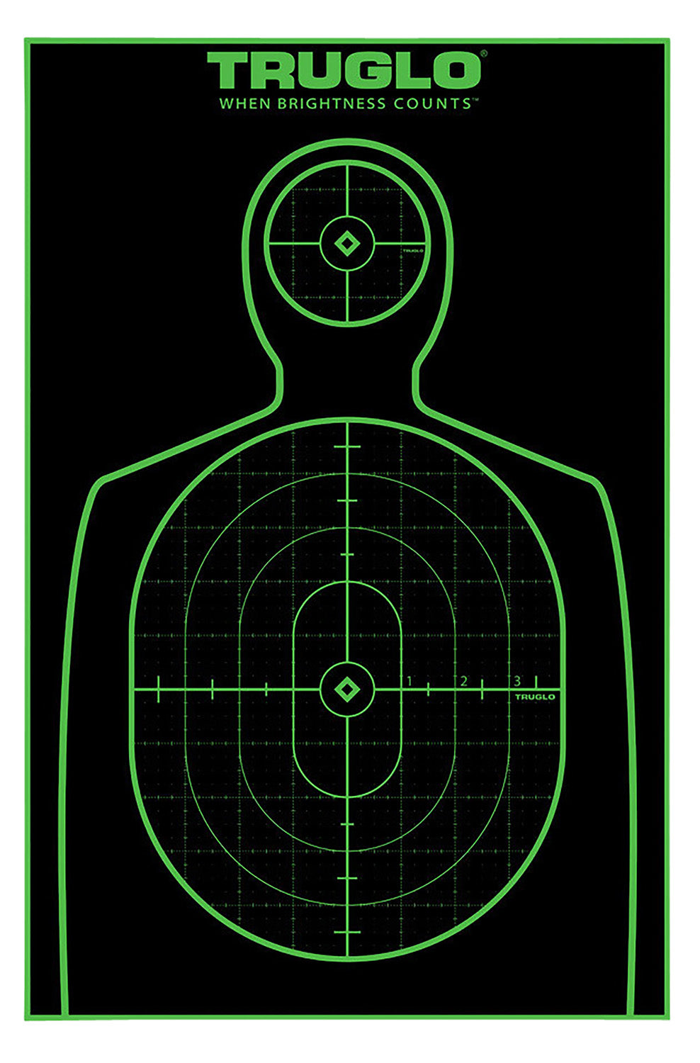 TruGlo TG13A25 Tru-See Handgun Target Self-Adhesive Heavy Paper Black/Green 12"x18" Silhouette 25 Pack