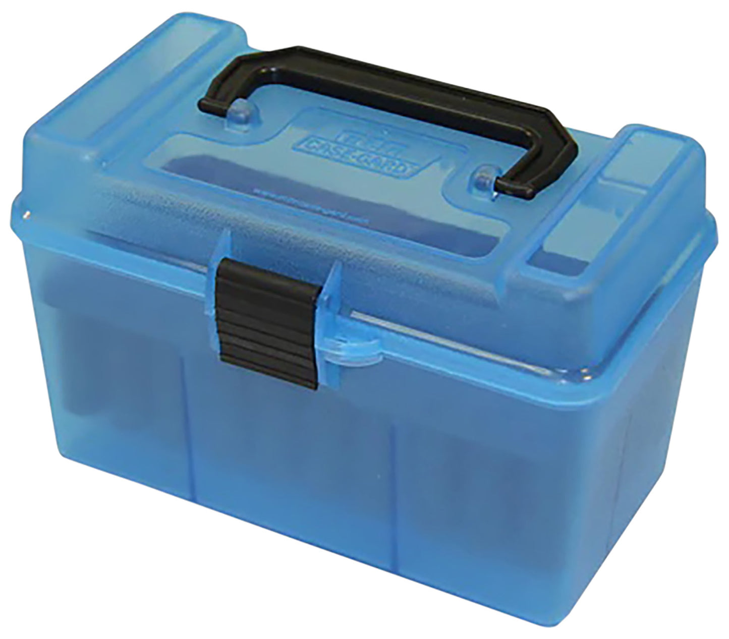 MTM Case-Gard H50RMAG24 Deluxe Ammo Box 300 Win Mag/7mm Rem Clear Blue Polypropylene 50rd