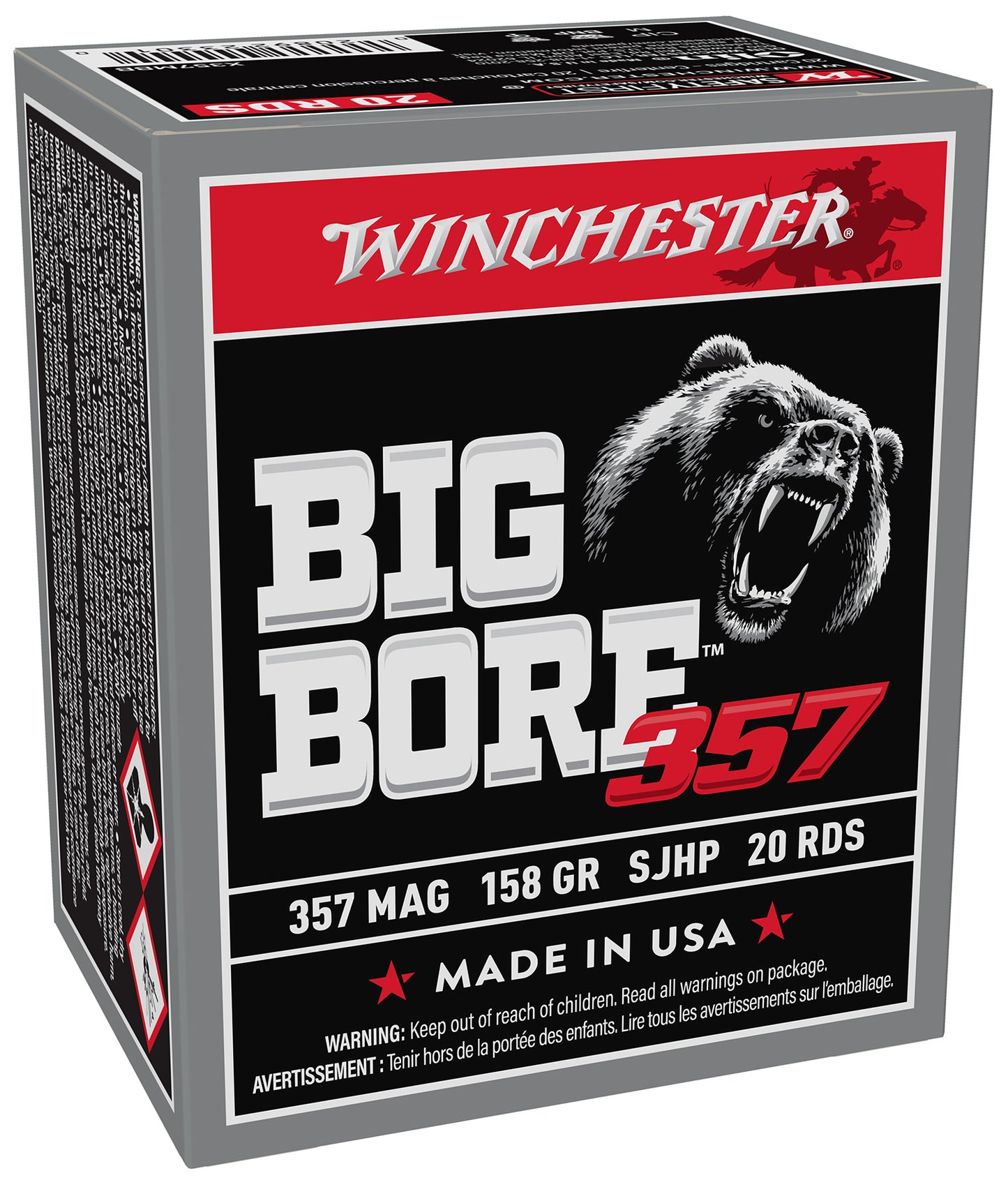 Winchester Ammo X357MBB Big Bore 357Mag 158gr Semi Jacketed Hollow Point 20 Per Box/10 Case