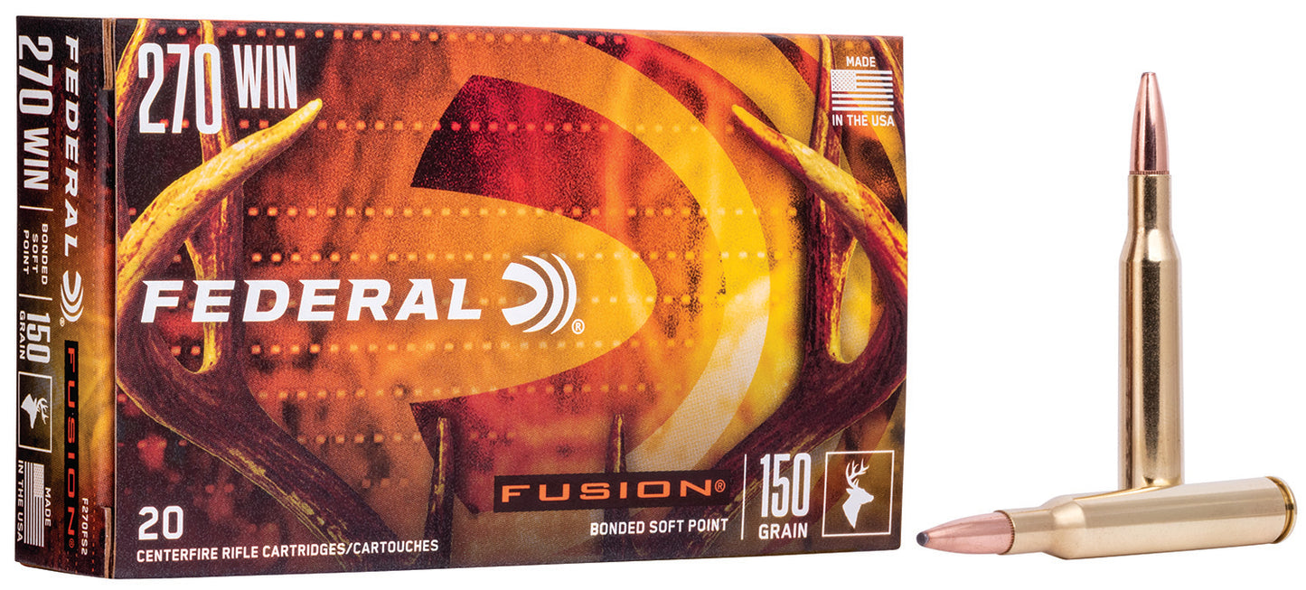 Federal F270FS2 Fusion 270Win 150gr Bonded Soft Point 20 Per Box/10 Case
