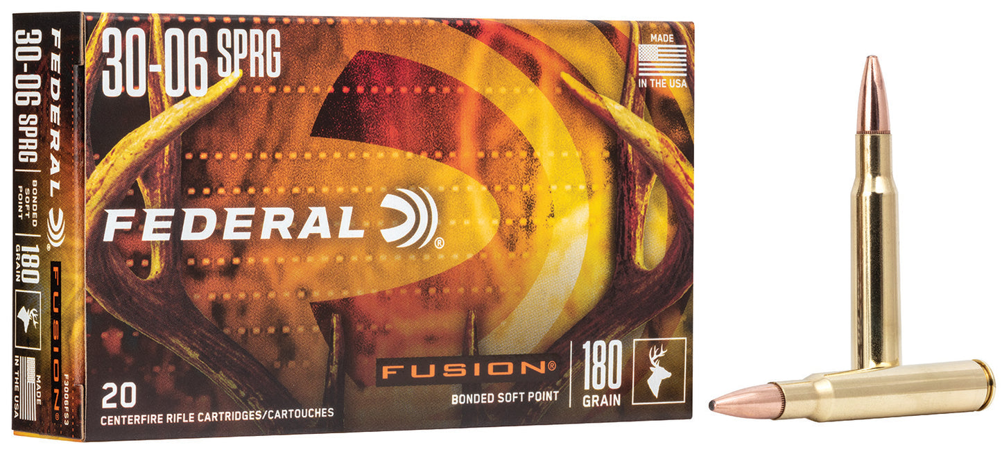 Federal F3006FS3 Fusion 30-06Springfield 180gr Bonded Soft Point 20 Per Box/10 Case