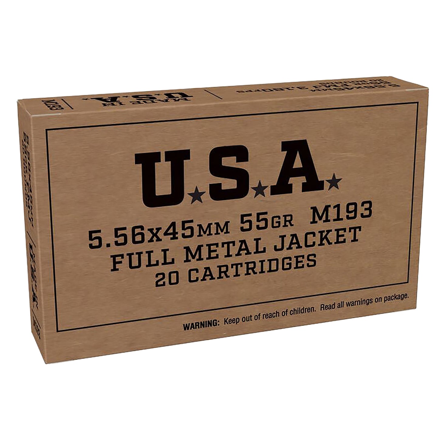 Winchester Ammo SGM193KW USA 5.56x45mmNATO 55gr Full Metal Jacket 20 Per Box/50 Case