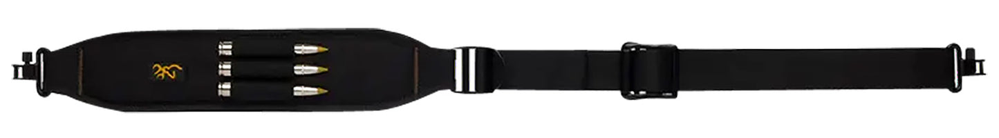 Browning 122199925 All Season Black, 26"- 40" OAL, Padded Shoulder Strap with Ammo Loops, Metal Sling Swivels
