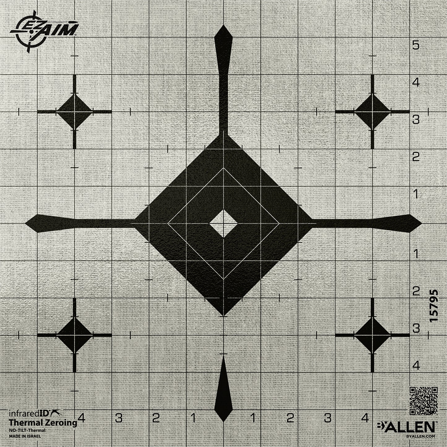 EZ-Aim 15795 Grid Bullseye Adhesive Thermal ID Bullseye Paper 12" x 12" Gray 4 Pack