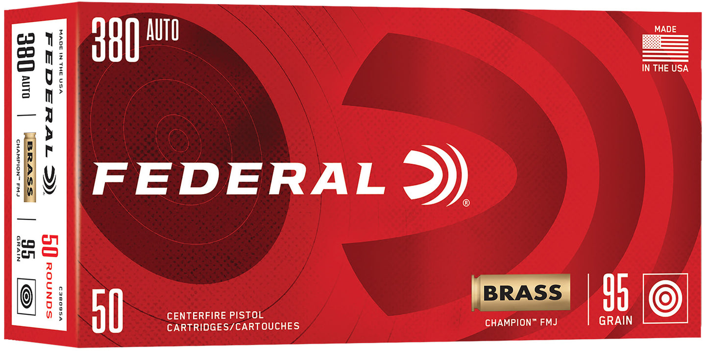 Federal C38095A Champion 380ACP 95gr Full Metal Jacket 50 Per Box/20 Case