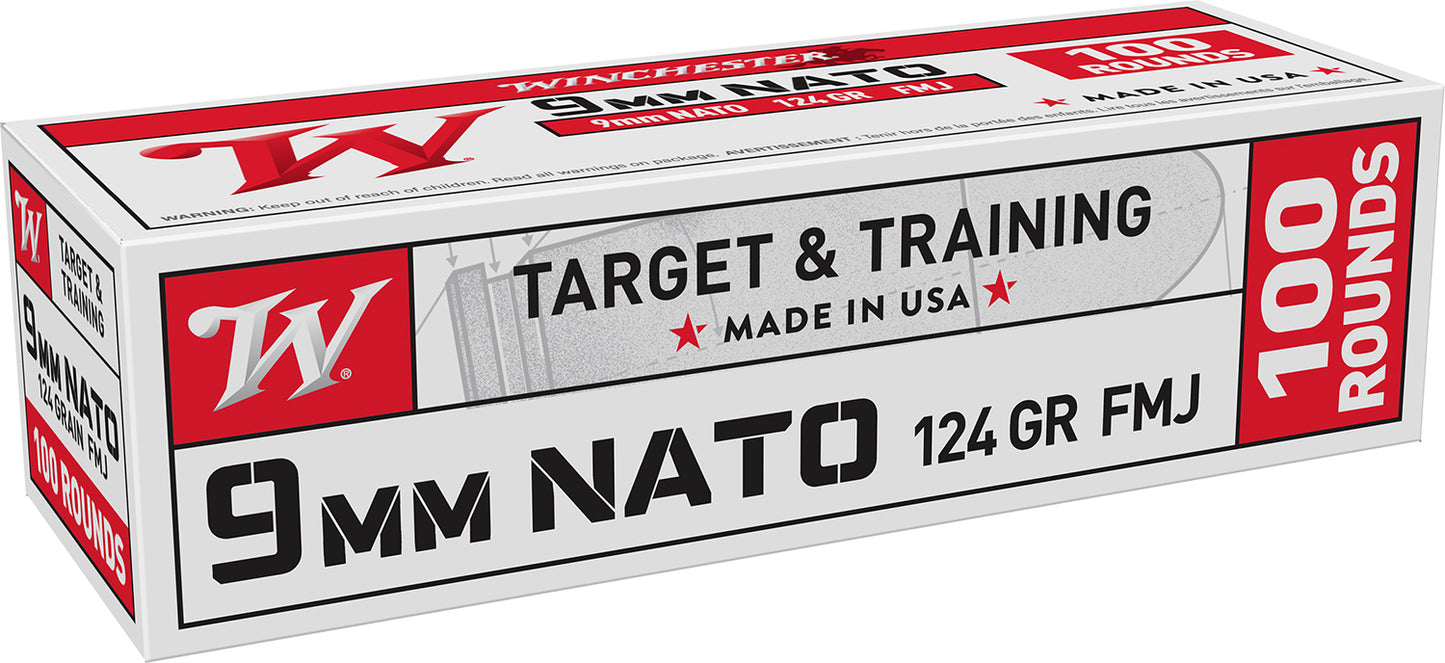 Winchester Ammo W9NATOVP 9mm 124gr Full Metal Jacket 100 Per Box/10 Case