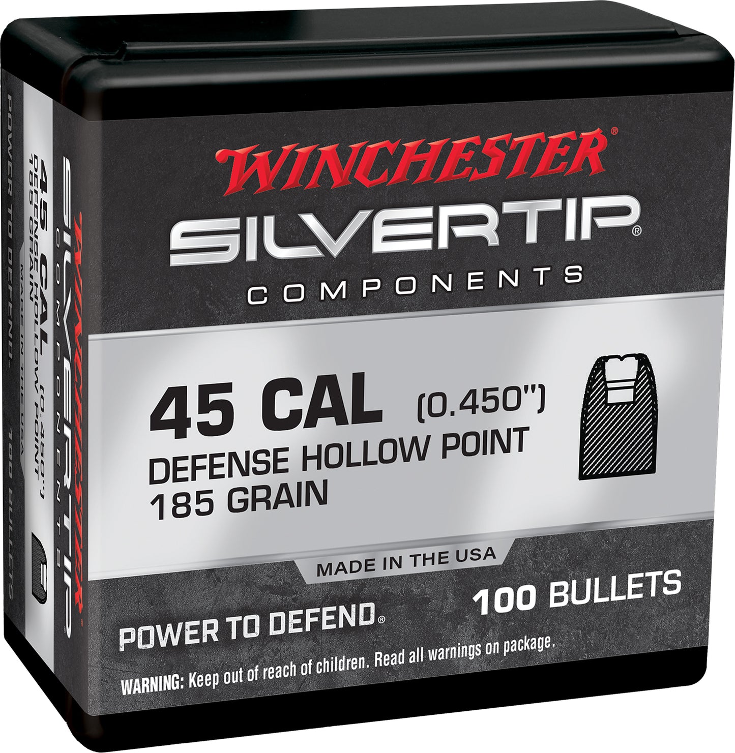Winchester Ammo WB45AS185X Silvertip 45ACP 185gr 100 Per Box/10 Case