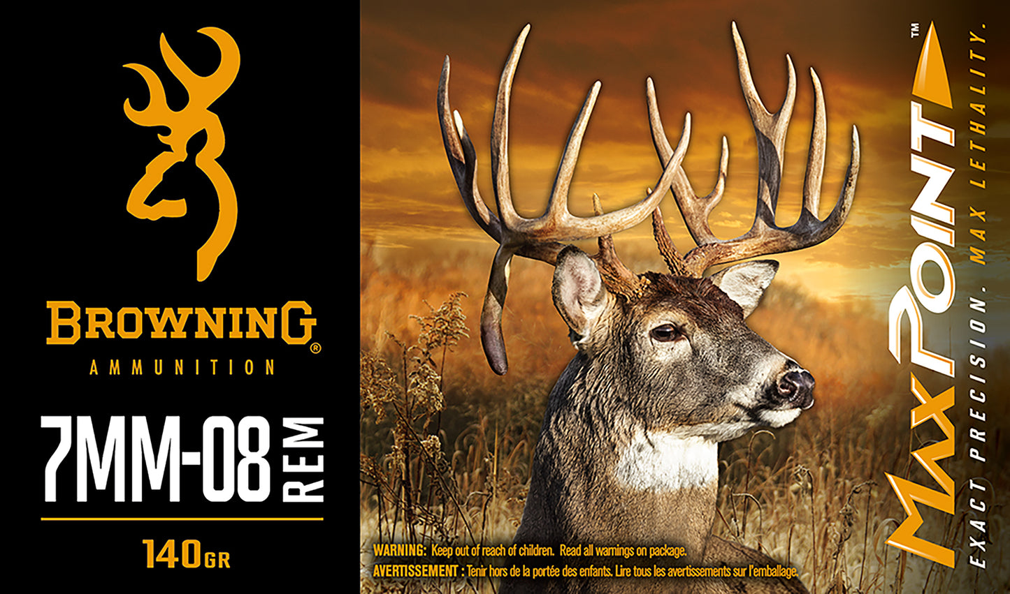 Browning Ammo B192107082 Max Point 7mm-08Rem 140gr 20 Per Box/10 Case