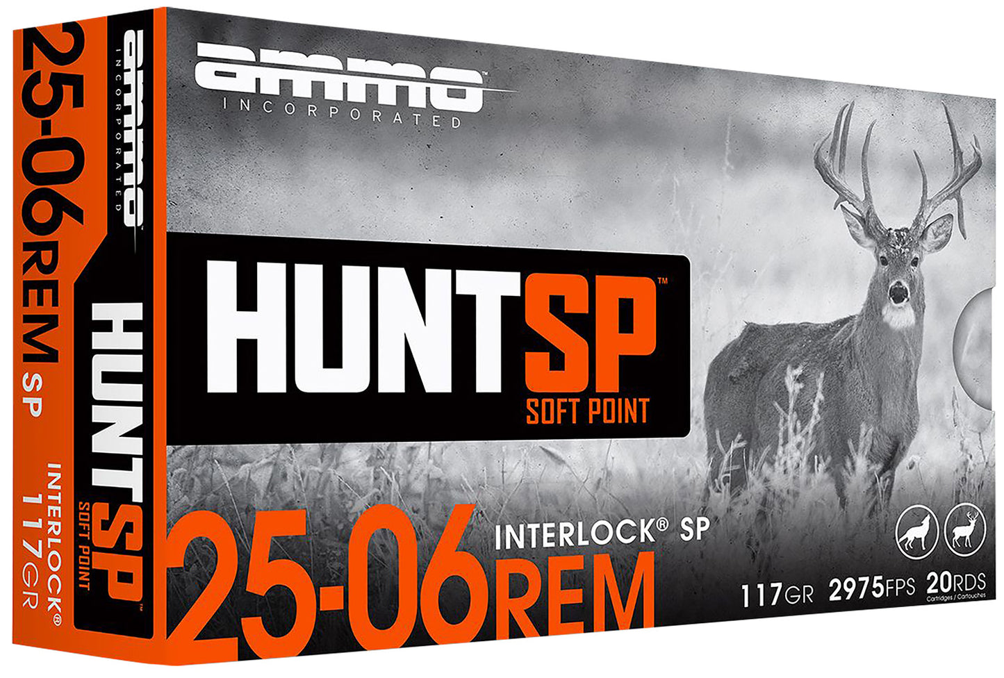 Ammo Inc 2506117SPA20 Hunt 25-06Rem 117gr Soft Point 20 Per Box/10 Case