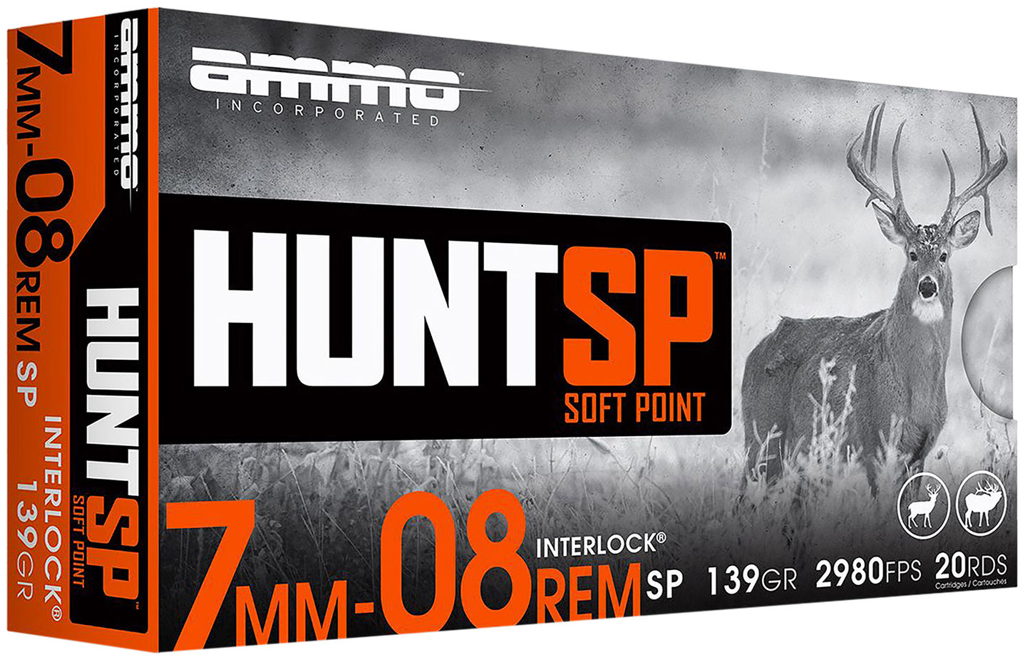 Ammo Inc 7MM08139SPA20 Hunt 7mm-08Rem 139gr Soft Point 20 Per Box/10 Case