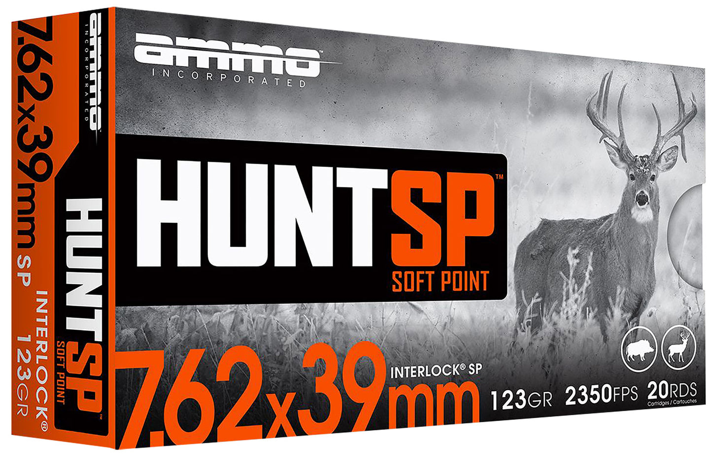 Ammo Inc 76239123SPA20 Hunt 7.62x39mm 123gr Soft Point 20 Per Box/10 Case
