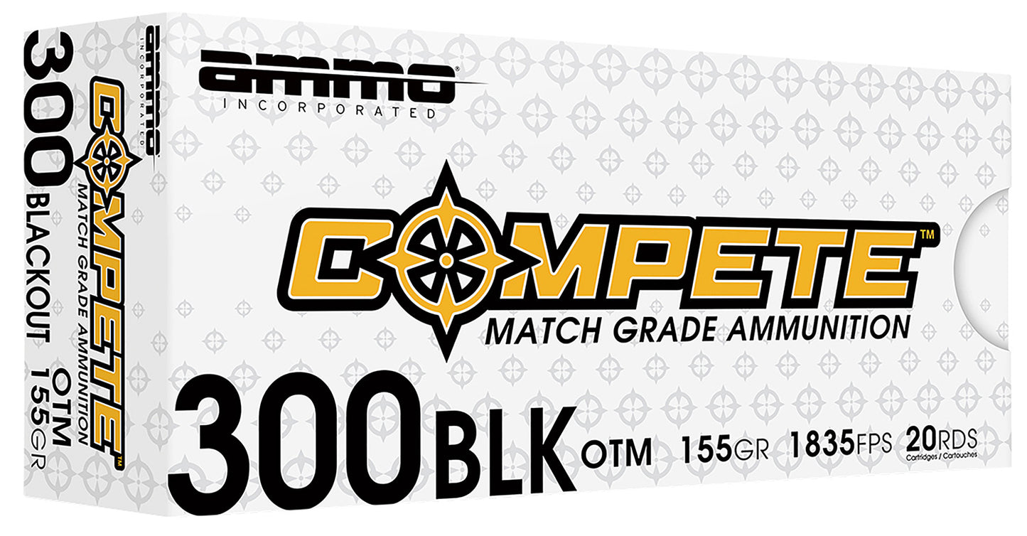 Ammo Inc 300B155BTHPA20 Compete 300Blackout 115gr Boat Tail Hollow Point 20 Per Box/10 Case