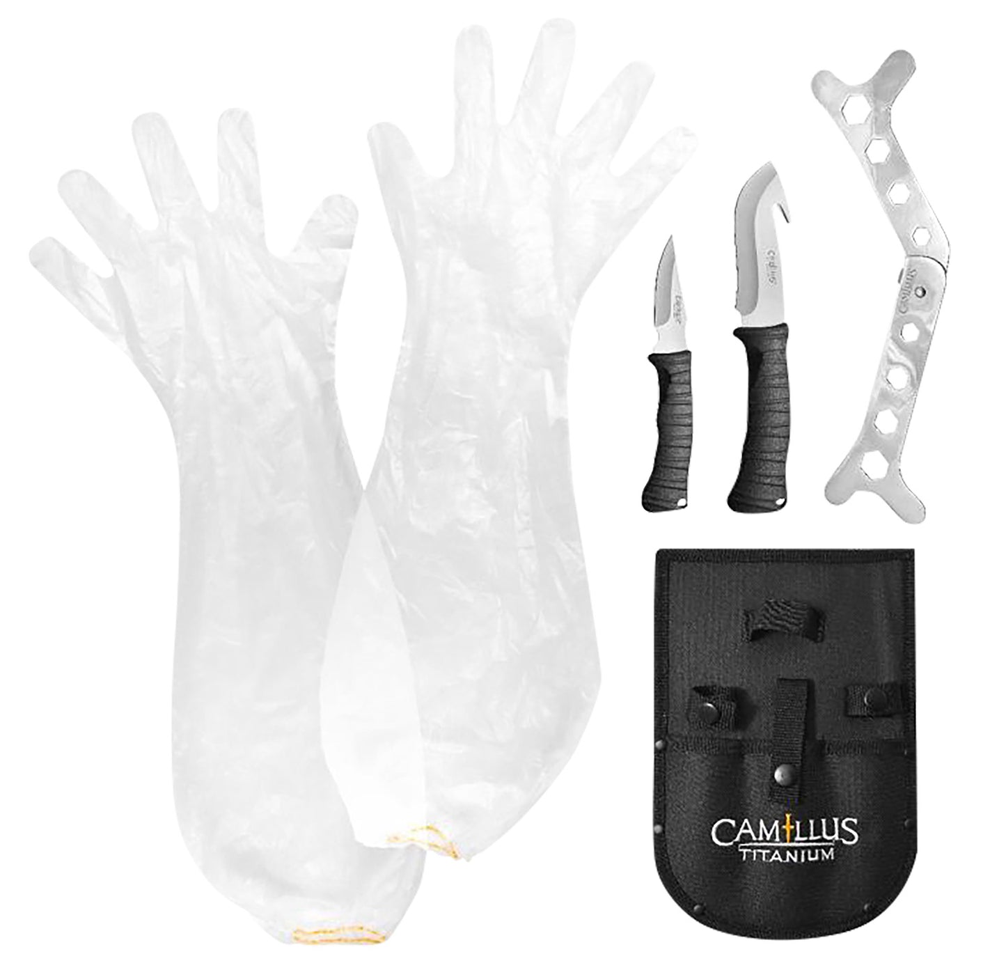 Camillus 19439 Hunting Kit Fixed Caper/GutHook Plain Titanium Nitride Coated 5 Pieces