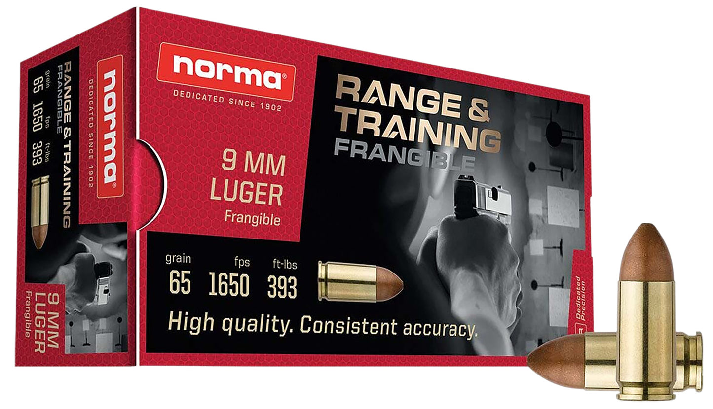 Norma Ammunition 630140050 Range & Training 9mm 65gr Frangible 50 Per Box/20 Case