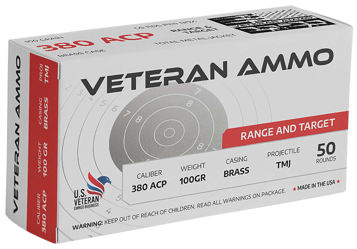 Hyperion Munitions HMBX38010050 Veteran Ammo 380 ACP 100 gr Full Metal Jacket 50 Per Box/20 Case