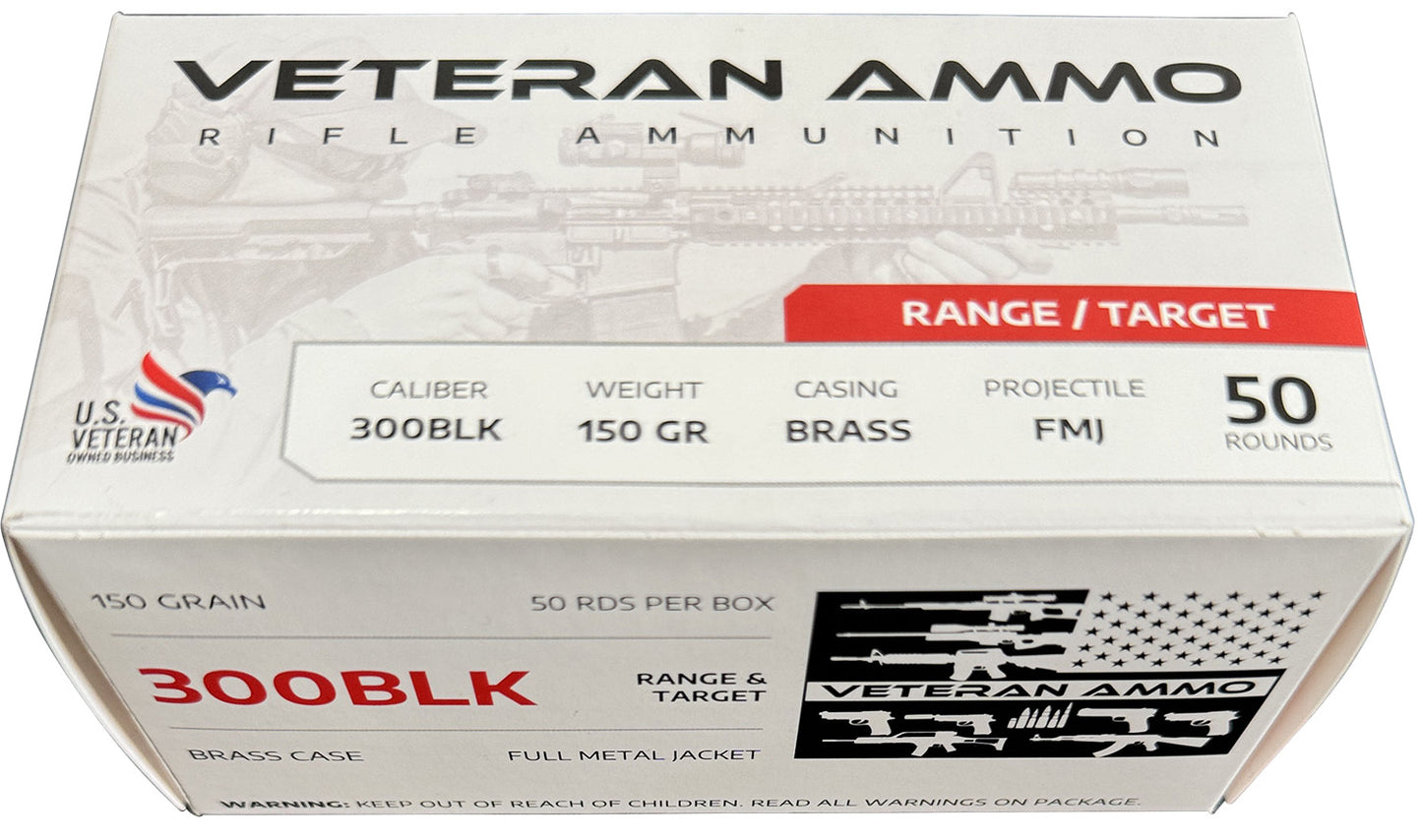 Hyperion Munitions HMBX300BLK15050 Veteran Ammo 300 Blackout 150 gr Full Metal Jacket 50 Per Box/10 Case