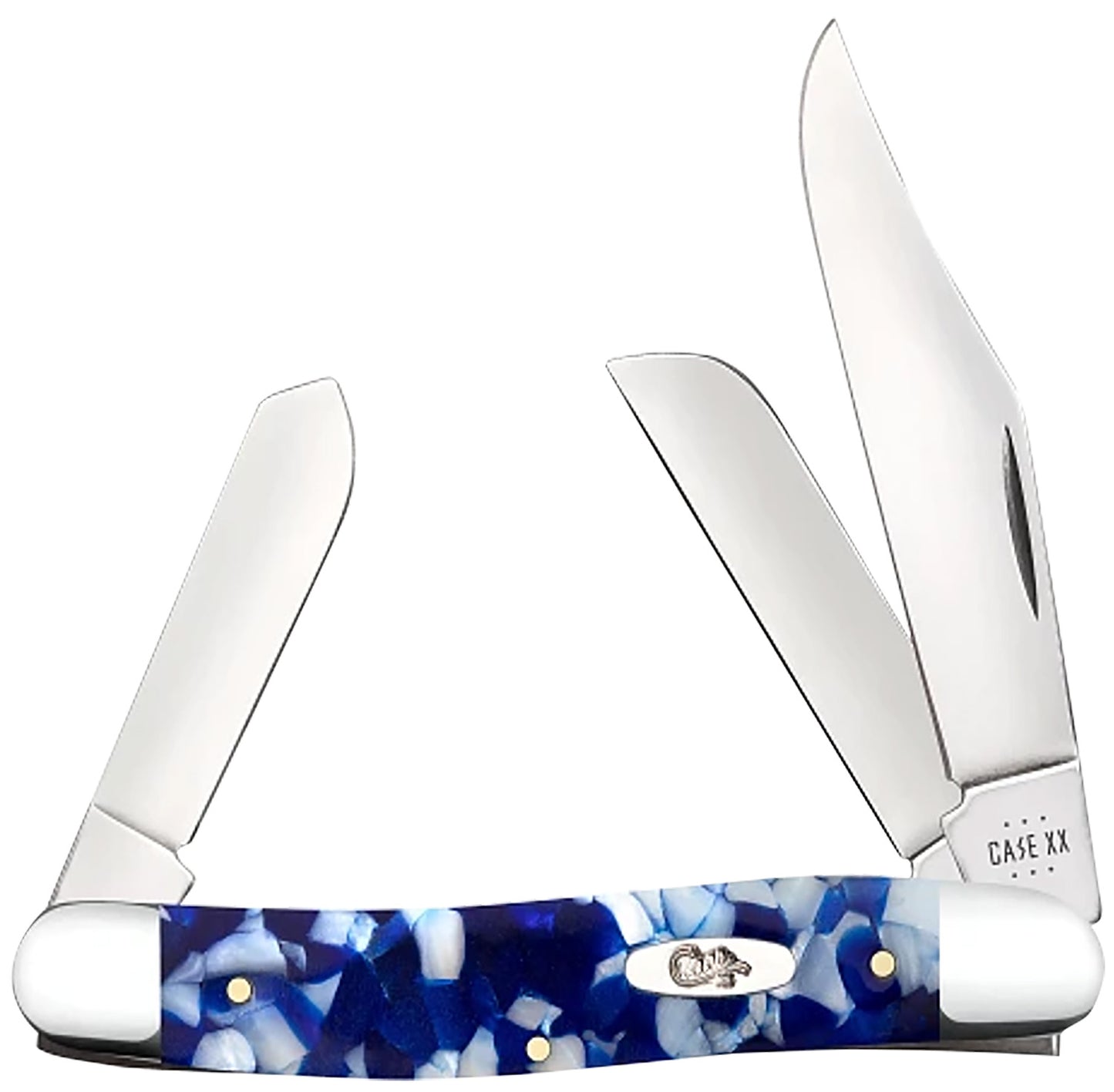 Case 50724 Medium Texas Toothpick Folding Plain Mirror Polished Tru-Sharp SS Blade/ Blue Crackle Kirinite Handle