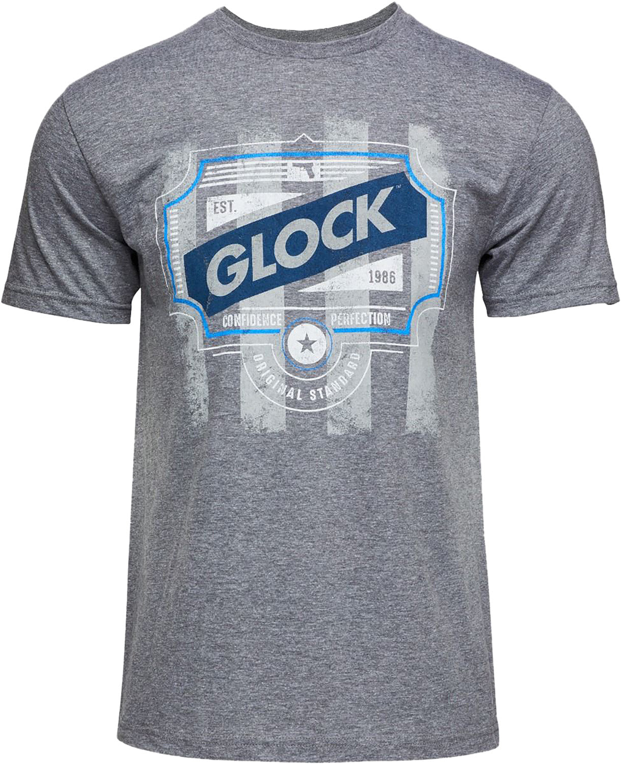 Glock AP96208 Blue Line Tee Gray Ringspun Cotton/Polyester Short Sleeve XL