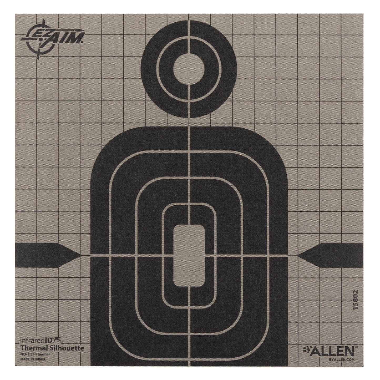 Allen 15802 Thermal Target Silhouette Hanging Paper 8" x 8" Black/Gray