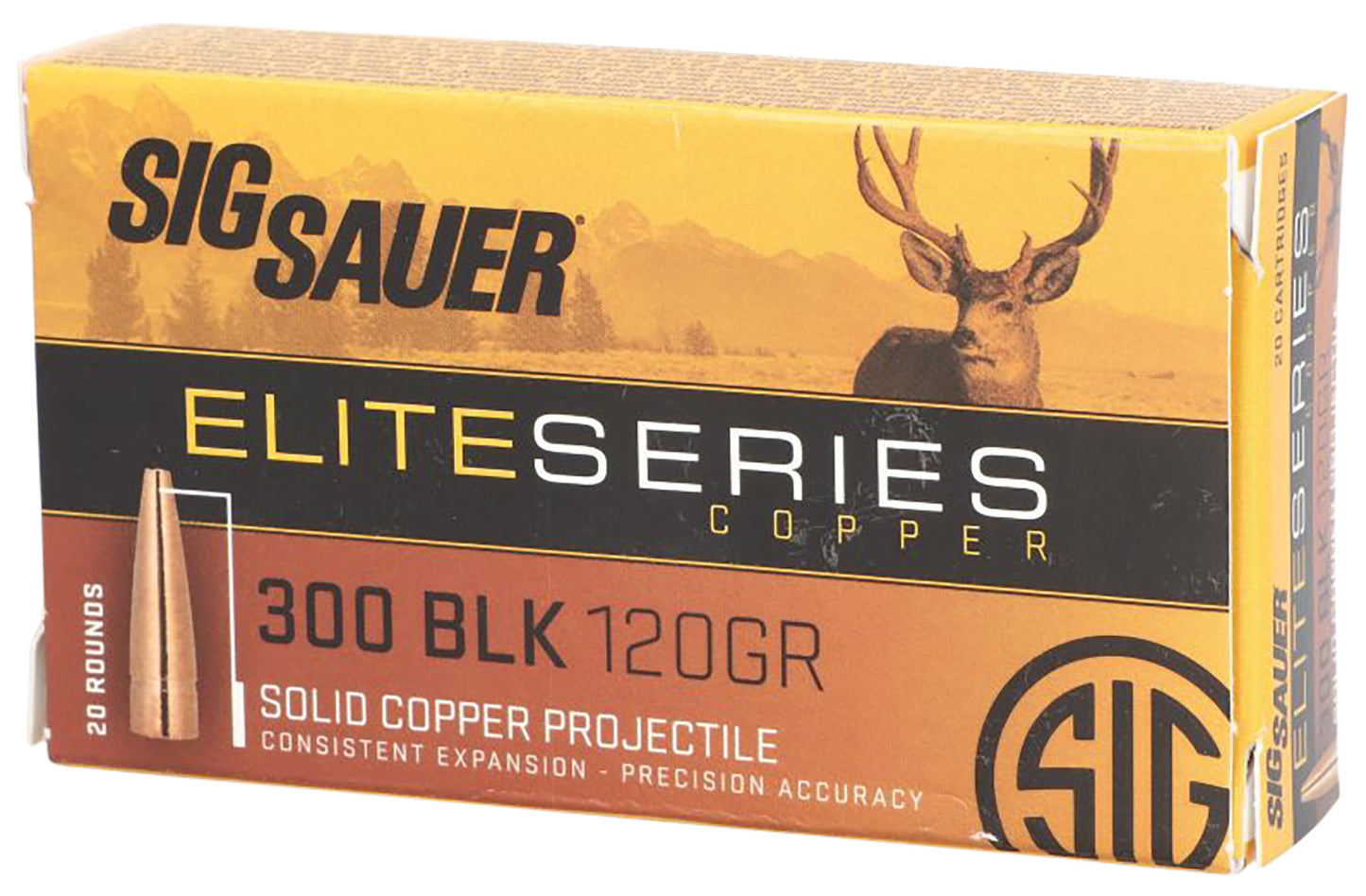 Sig Sauer E300H120 Elite Copper Hunting 300Blackout 120gr Copper Solid 20 Per Box/10 Case