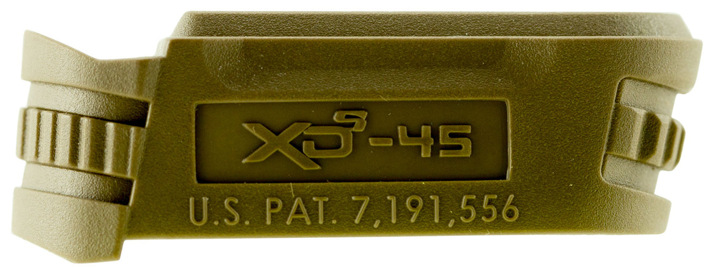 Springfield Armory XDS5001MFDE Backstrap Sleeve made of Polymer with Flat Dark Earth Finish & 1 Piece Finish for 45 ACP Springfield XD-S with #1 Backstrap & 3.30" Barrel