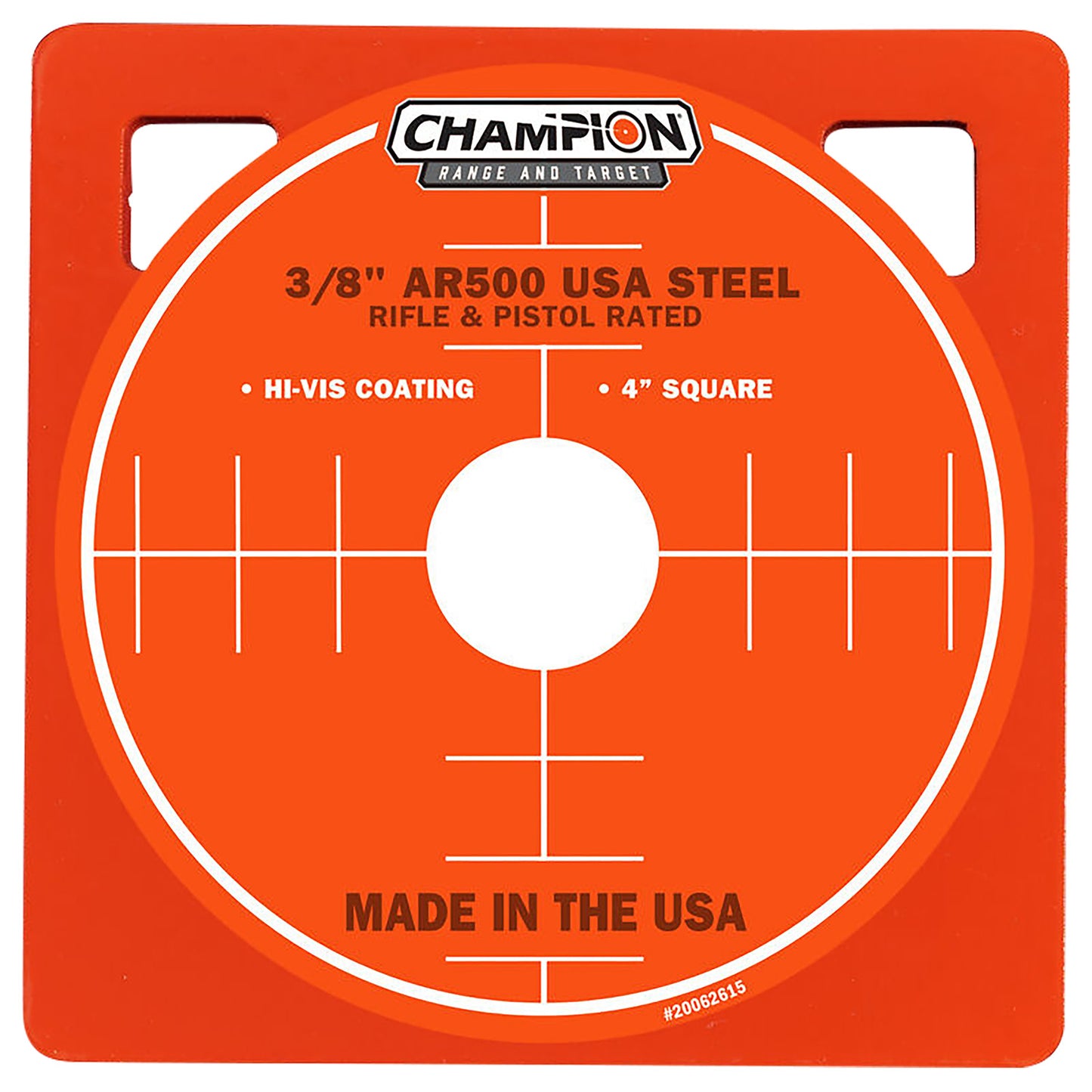 Champion Targets 44904 Center Mass 4" Rifle Gray AR500 Steel Square 0.38" Thick Hanging