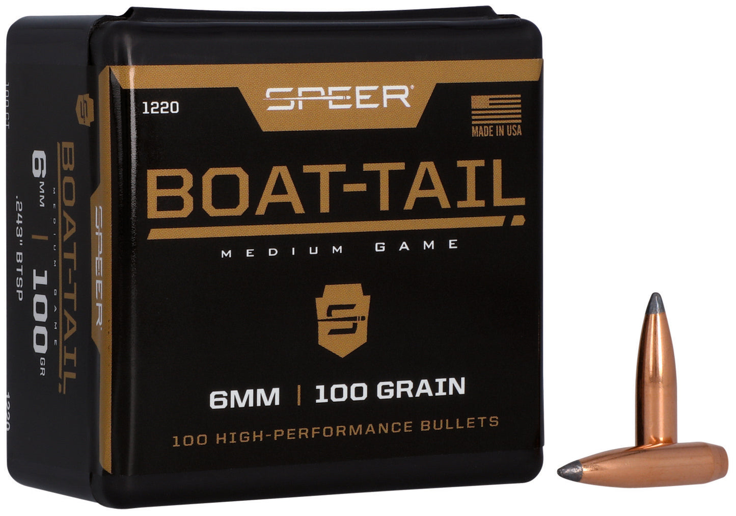 Speer 1220 Boat-Tail 6mm 100gr Jacketed Soft Point Boat Tail 100 Per Box/5 Case