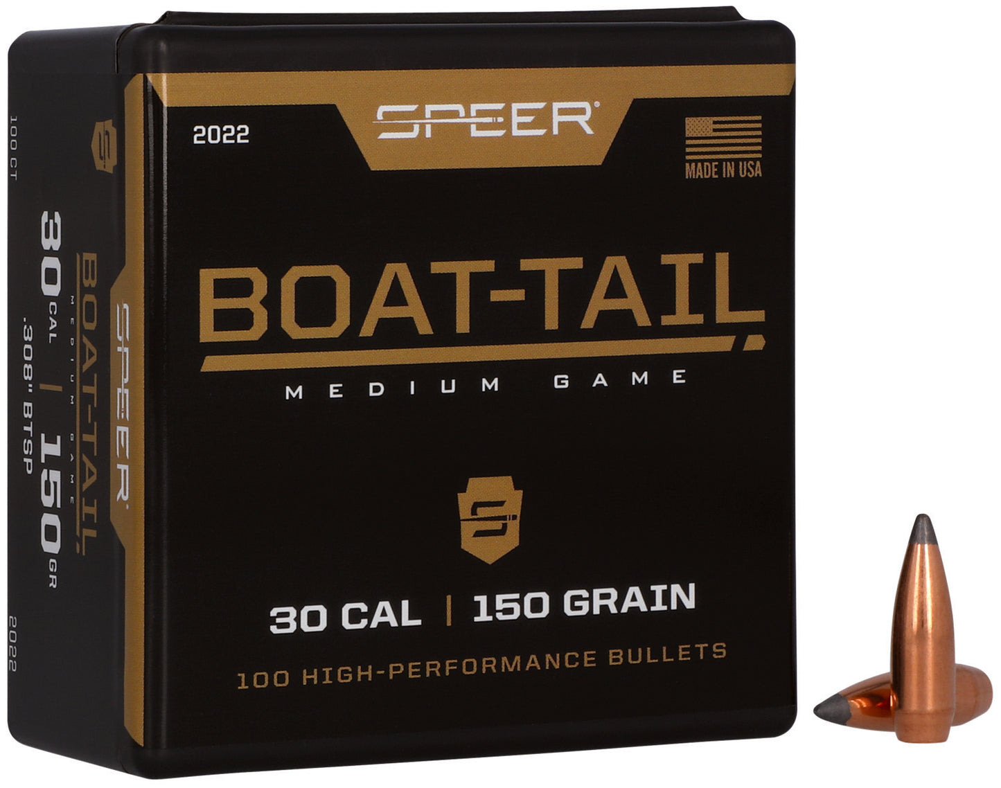 Speer 2022 Boat-Tail 30Cal 150gr Jacketed Soft Point Boat Tail 100 Per Box/5 Case