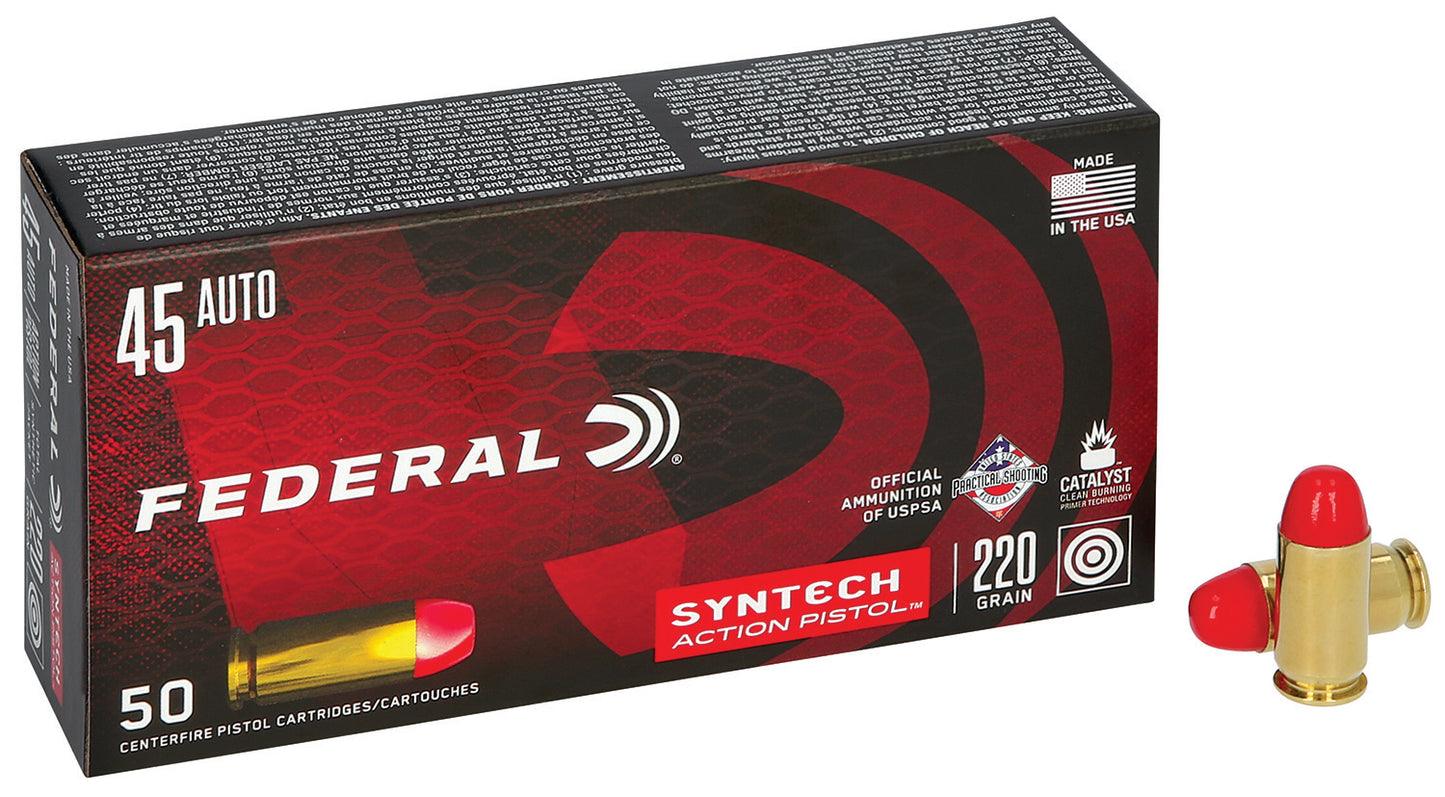 Federal AE45SJAP1 American Eagle Syntech Action Pistol 45ACP 220gr Total Syntech Jacket Flat Nose 50 Per Box/10 Case