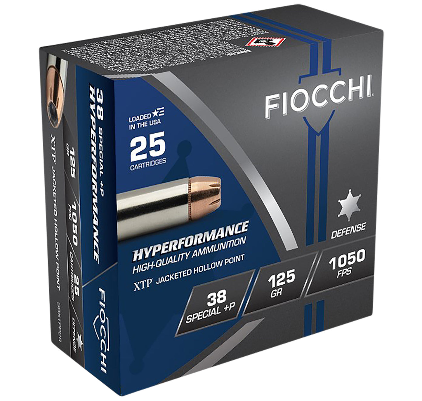 Fiocchi 38XTPP25 Hyperformance 38Special+P 125gr Hornady XTP Hollow Point 25 Per Box/20 Case