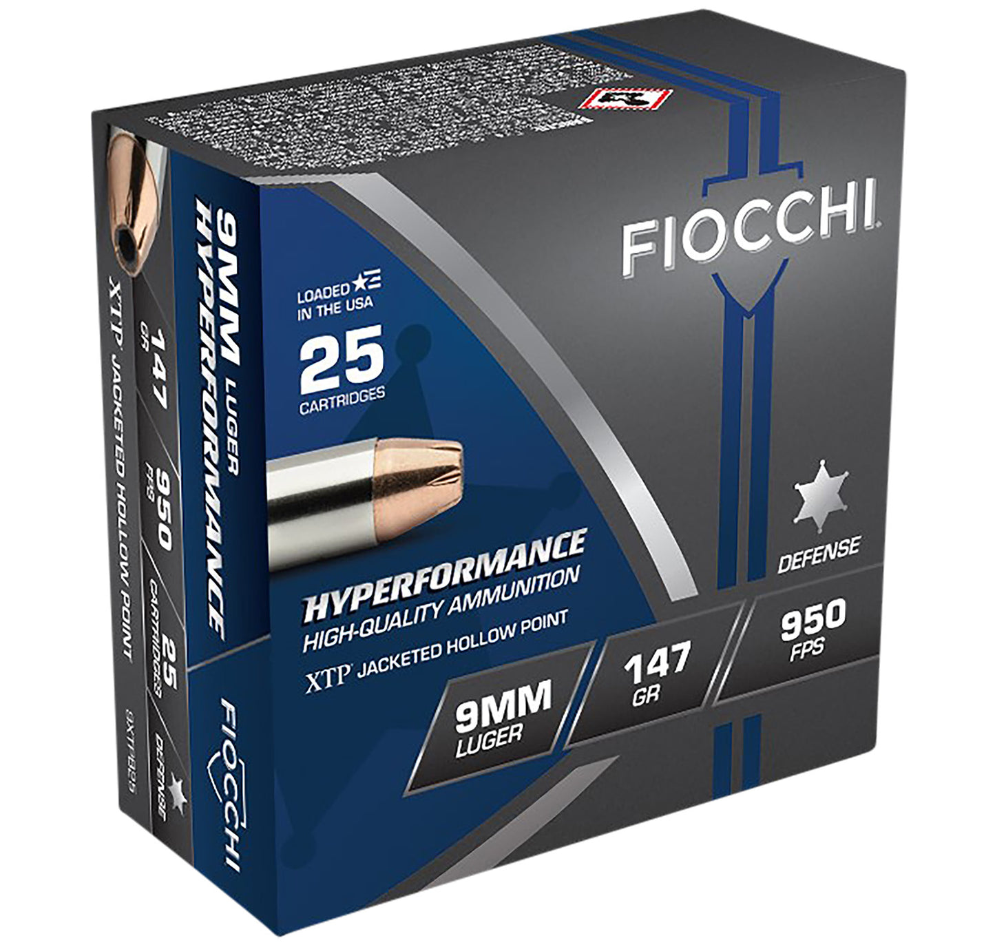 Fiocchi 9XTPB25 Hyperformance 9mmLuger 147gr Hornady XTP Hollow Point 25 Per Box/20 Case