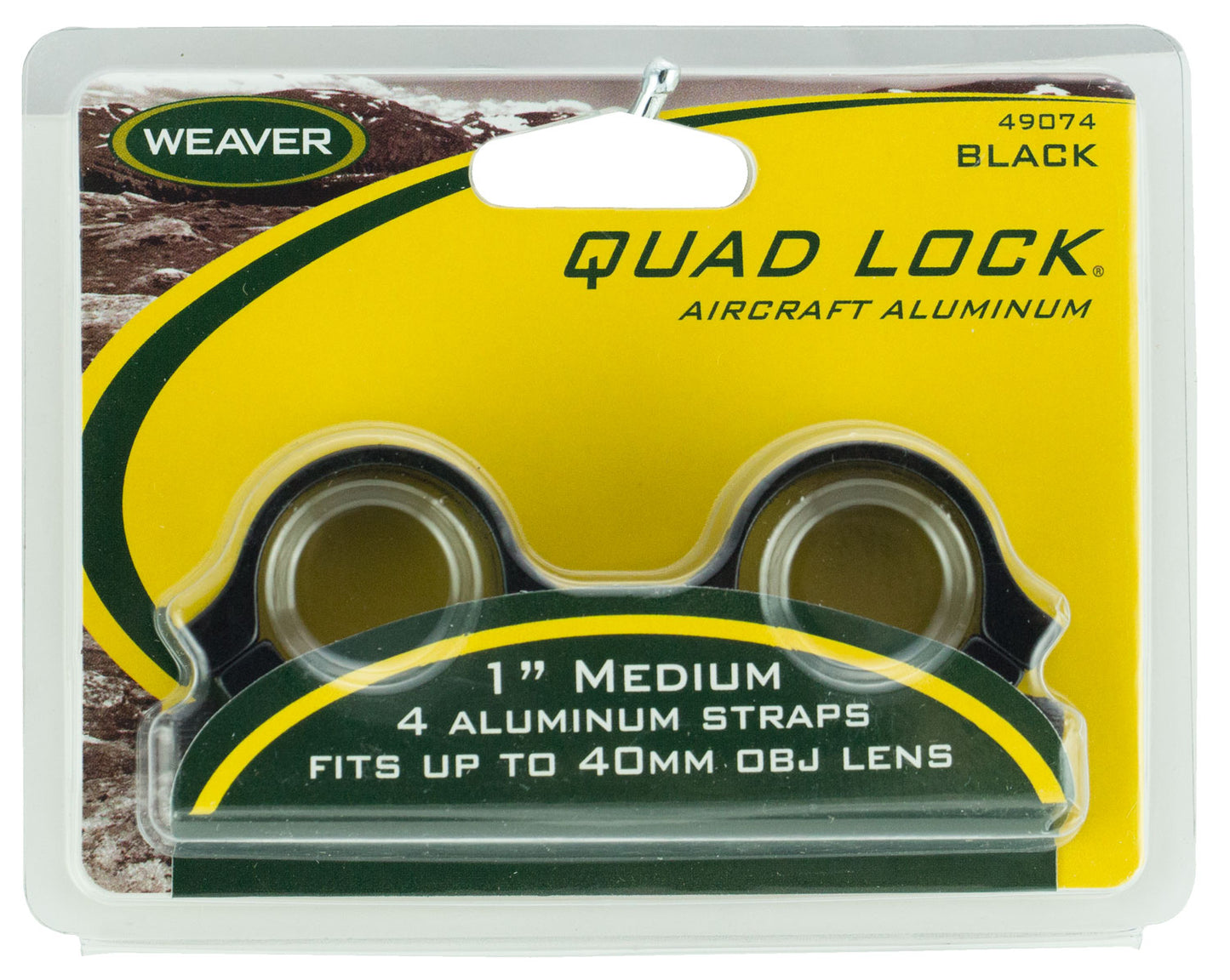 Weaver Mounts 49074 Quad Lock Detachable Rings Black 1" Medium