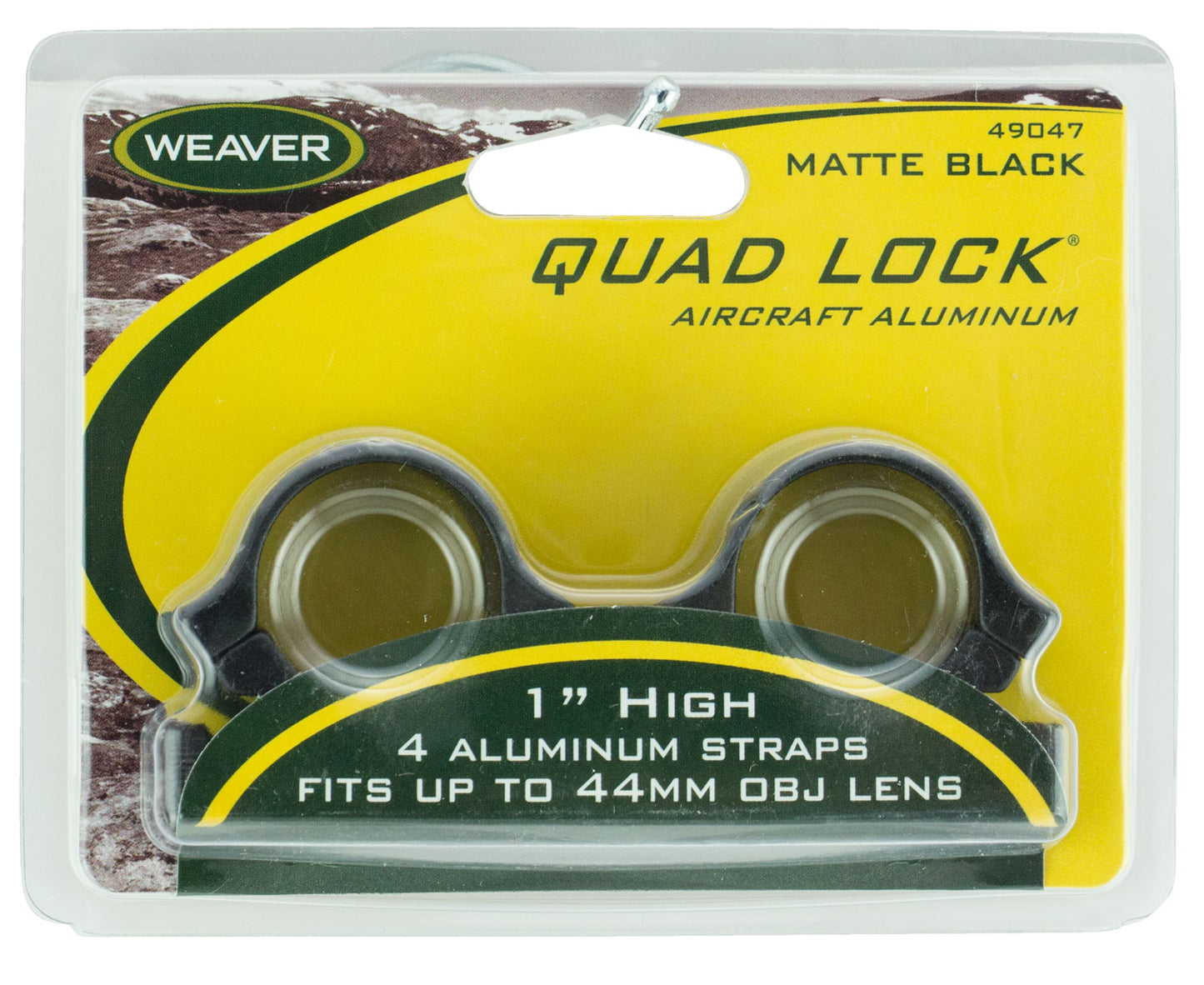 Weaver Mounts 49047 Quad Lock Detachable Rings Matte Black 1" High