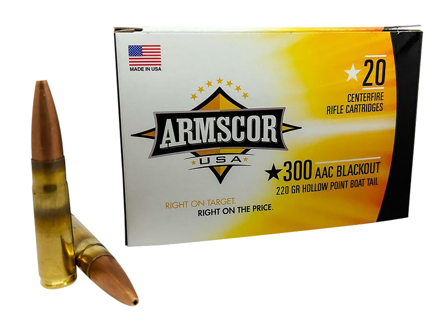 Armscor FAC300AAC3N USA 300Blackout 220gr Hollow Point Boat Tail 20 Per Box/10 Case