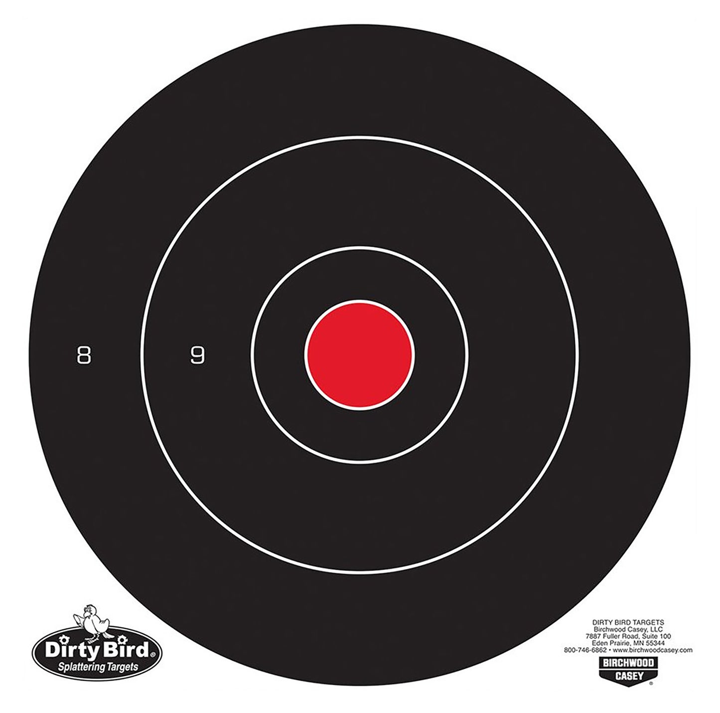 Birchwood Casey 35012 Dirty Bird 12" Bullseye Tagboard Hanging Black/White 12 PK