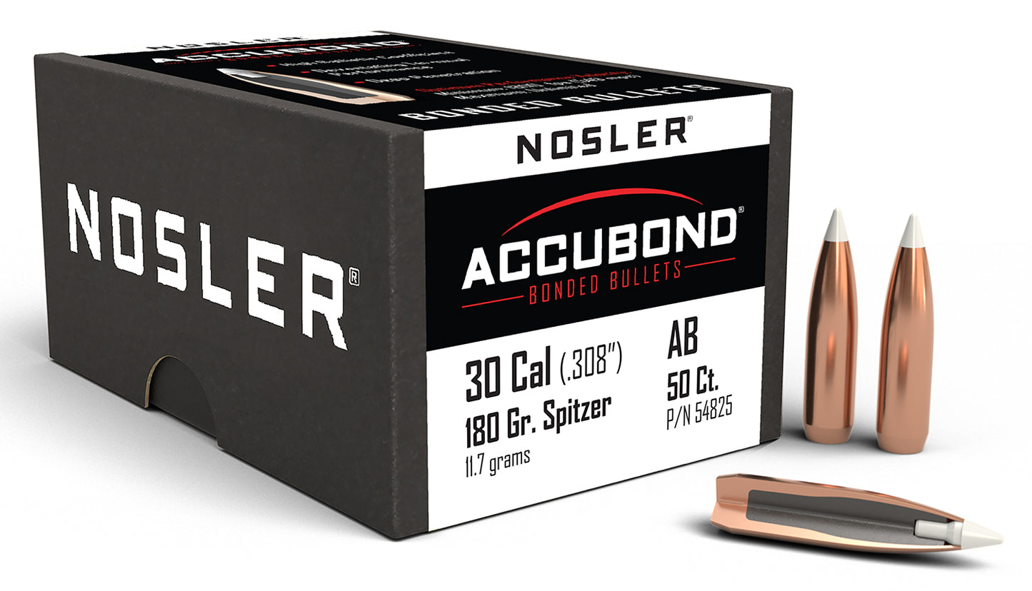 Nosler 54825 AccuBond 30Cal 180gr Spitzer Point 50/Box