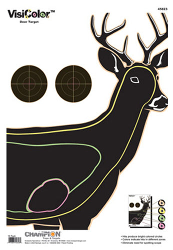 Champion Targets 45823 VisiColor Deer Paper Hanging Pistol/Rifle 13" x 18" Multi-Color Includes Pasters 10 Pack