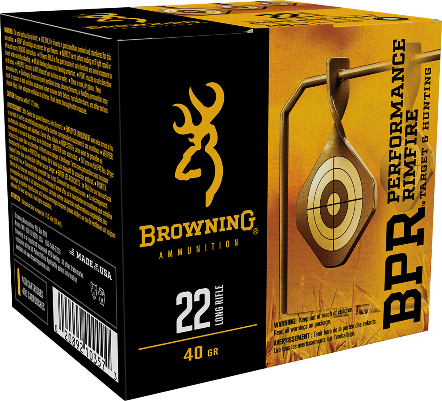 Browning Ammo B194122400 BPR Performance Rimfire 22LR 40gr Lead Round Nose 400 Per Box/4 Case