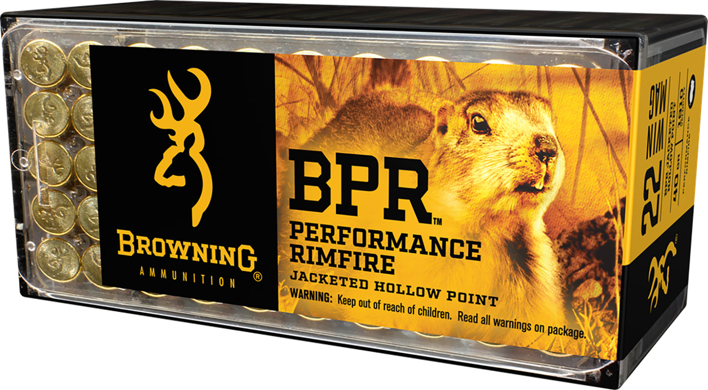 Browning Ammo B195122050 BPR Performance Rimfire 22WMR 40gr Jacket Hollow Point 50 Per Box/20 Case