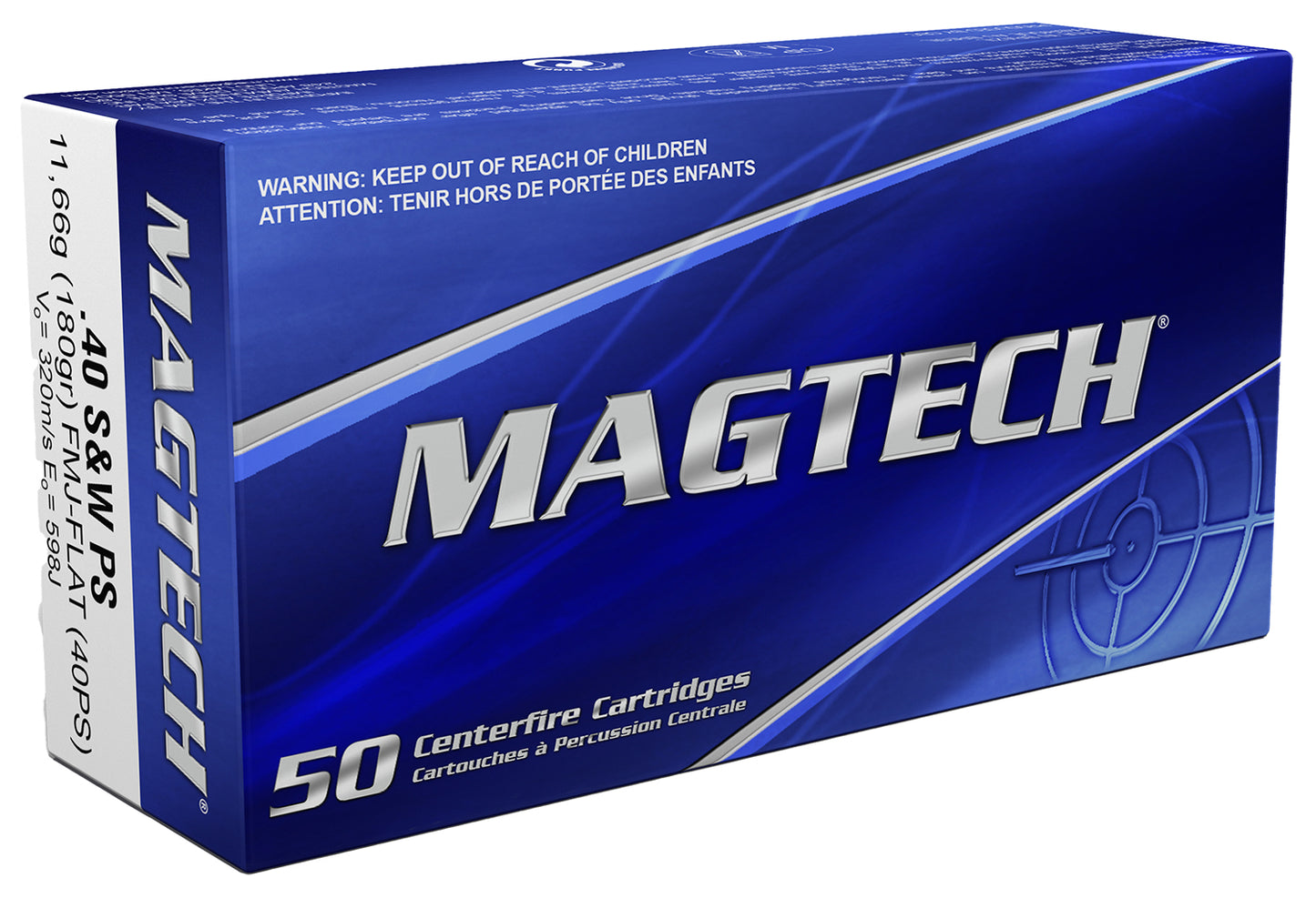 Magtech 40PS Range/Training 40S&W 180gr Full Metal Jacket Flat Nose 50 Per Box/20 Case